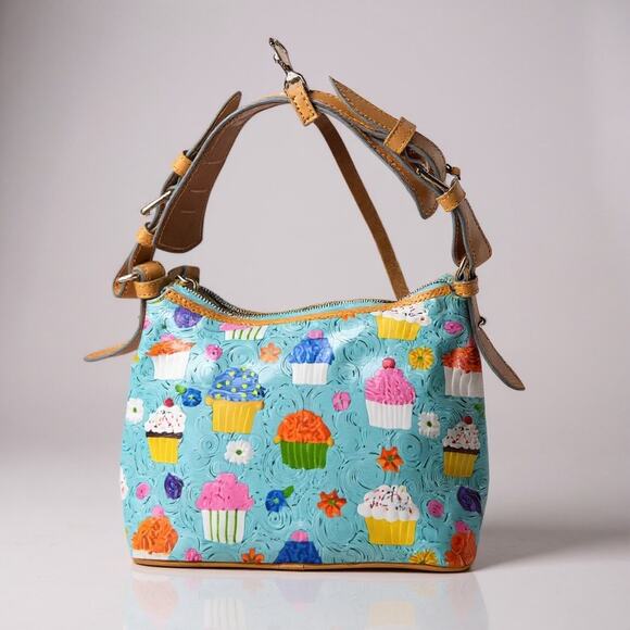 Dooney & Bourke Limited Edition Blue Cupcake Lucy Bucket Bag Whimsy Coquette - Picture 2 of 5